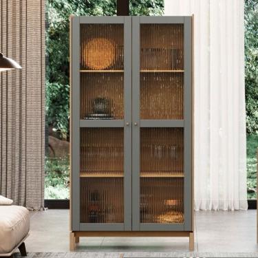 Imagem de Cristaleira 190cm 2 Portas Barcelona Oak-ferrolack