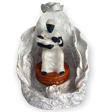 Imagem de Incensário Cascata Folha Preta Velha 12 Cm Branco Em Resina - Lua Míst