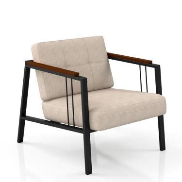 Imagem de Poltrona Decorativa Pomezia Estilo Industrial Preto/bege - M.a - A Móv