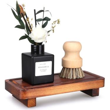 Imagem de Gtencemen Pequena Bandeja De Sabão Para Pia Cozinha, Suporte Dispensador Pratos Balcão, Pedestal Madeira, Decoração Banheiro, Suportes Madeira Fazenda, Acessórios Bancada