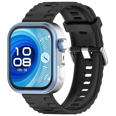 Imagem de Pulseira de silicone para HUAWEI Watch FIT4 Pro, feminina, masculina, pulseira de substituição de silicone de liberação rápida, adequada para relógio HUAWEI FIT4/Smartwatch FIT3 (preto)