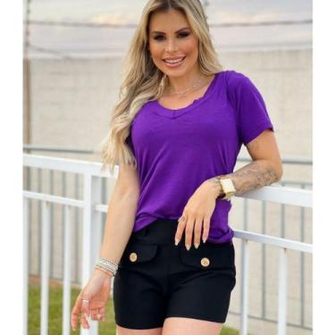 Imagem de Blusa feminina podrinha manga curta estilo - Filó Modas, g, Verde limã