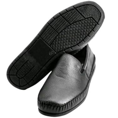 Imagem de sapatilha masculina em couro - so couro, Preto, 37