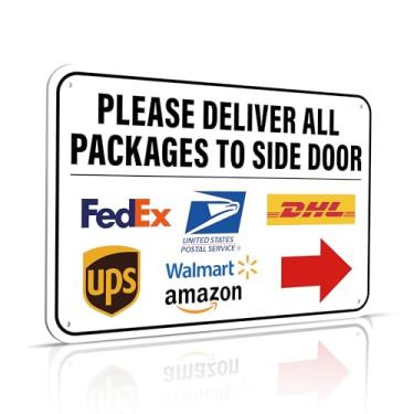 Imagem de Envie todos os pacotes para placa de porta traseira 11,7 x 20 cm Instruções de entrega para meus pacotes pedidos da Amazon, UPS, FedEx, USPS, UPS