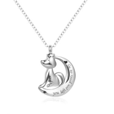 Imagem de MiiFort Colar de urna de lua crescente para cinzas, joia de cremação para adultos, mulheres, homens, família humana, pessoa amada, Aço inoxidável, Sem Pedra Preciosa