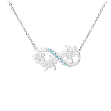 Imagem de EUEAVAN Colar de tartaruga marinha para mulheres, pingente de onda infinita, pedra da lua azul, joias de animais fofos, presentes de praia para amantes do oceano, Medium, Aço inoxidável, Sem Pedra