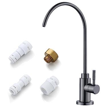 Imagem de Torneira de filtro de água, torneira de osmose reversa VMASSTONE se encaixa na maioria das unidades RO ou sistema de filtragem de água sem folga de ar, torneira de água potável de aço inoxidável sem