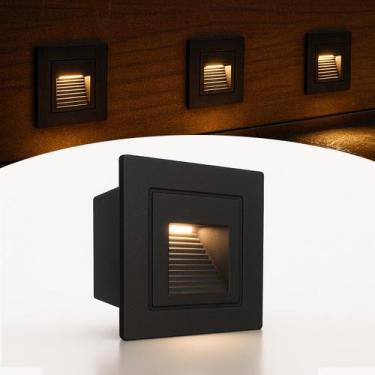 Imagem de Balizador Embutir Externo Preto Mini De Parede Escada Lup76 - Acende a