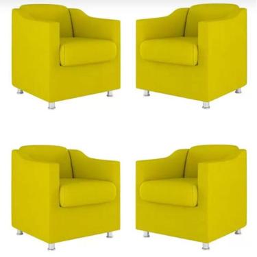 Imagem de Kit 4 Poltronas Bia Decorativa Reforçada Recepção Clinica Salão Sala De Estar Suede