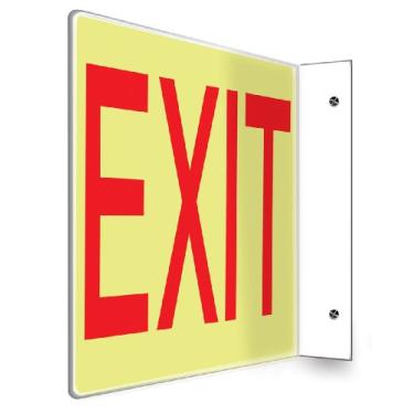 Imagem de ACCUFORM Placa de projeção SIGNS PSP224 90D, Legend "EXIT", painel de 20 x 30 cm, plástico Lumi-Glow de alto impacto de 0,25 cm de espessura, orifícios de montagem pré-perfurados, vermelho em brilho
