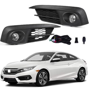 Imagem de BestParts Novo Par De Faróis Neblina Compatíveis Com Honda Civic 2016-2018, Capa + Kit Fiação Interruptor, Substitui Ho2592143 Ho2593143 71108Tbaa10 71103Tbaa10 Ho1038129 Ho1039129