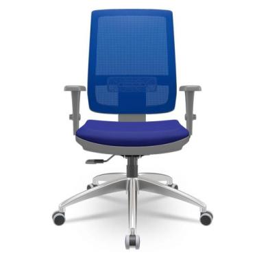 Imagem de Cadeira Brizza Diretor Grafite Tela Azul Assento Aero Azul Base RelaxP