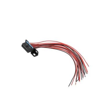 Imagem de Motoforti J1962F OBD2 Conector fêmea de 16 pinos porta de traço fio estanhado aberto cabos completos chicote fixo plugue montado 12 polegadas 30 cm longa duração