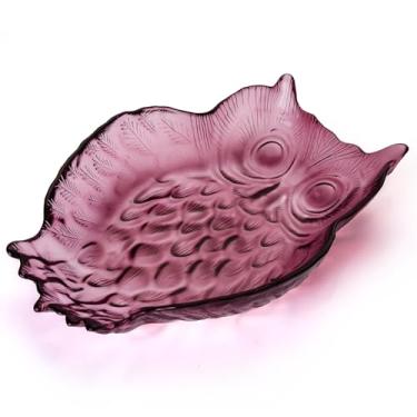 Imagem de SHOWLOUE Pratos de servir de vidro, tábua de pão de queijo, prato de sobremesa para festa de Natal de Halloween, bandeja de servir de vidro para aperitivos, lanches e uso diário, 25 x 18 cm, roxo