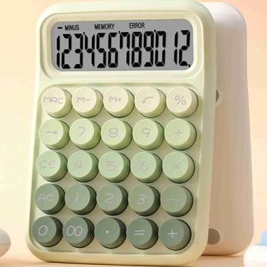 Imagem de LiebeWH Calculadoras Fofas Desktop 12 Dígitos Grande Botão Clear Display Screen Desk Calculator Pequeno Azul Verde Rosa Acessórios de Mesa para Estudantes Contador (Verde)