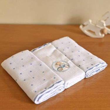 Imagem de kit 3 Fraldas de Pano Luxo 68 cm x 70 cm Bublim Sonhos, Urso carrinho