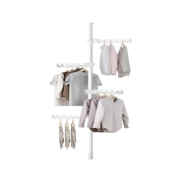 Imagem de Cabideiro Vertical de Teto e Chão | 4 Braços Ajustáveis | 3,1m de Altura | 35cm de Extensão Braços | Branco