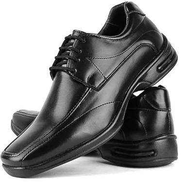 Imagem de Sapato Social Masculino Em Couro Legítimo Design Elegante e Atemporal Sola Costurada Resistente Palmilha Macia Com Tecnologia Anti Stress Ajuste Anatômico Ideal Para Trabalho Eventos e Uso Diário (Preto, BR, Adulto, Numérico, 37)