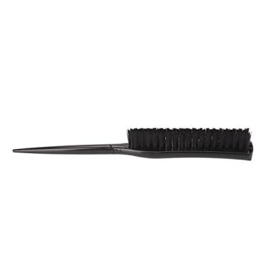 Imagem de OKJHFD Escovas para pentear as costas, escova para provocar o cabelo, 3 fileiras de nylon, adiciona volume, ergonômica, portátil, estilo de cabelo, escova de cauda de rato para (Preto)
