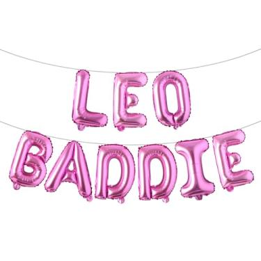 Imagem de Leo Baddie Banner de Balão, Grande Leão Energia/Leão Estação Signo, 12 Constelações Zodíaco Leão Tema Decorações de Festa de Aniversário para Meninos e Meninas - Multicolorido (LEO BADDIE Rosa