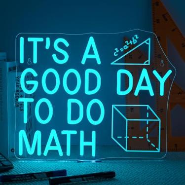 Imagem de Horseneon Letreiro De Neon "É Um Bom Dia Para Fazer Matemática" Com Decoração Parede Colorida Led Presente Professor Em Sala Aula, Escritório Casa Ou Estudo, Luz Divertida E Inspiradora Tema Matemát