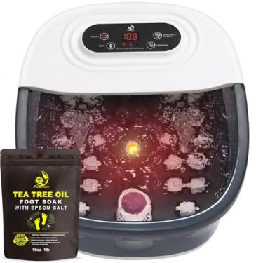 Imagem de FutureCare Massageador De Pés Com Bolhas Calor, Massagem Vibratória E Jatos, 16 Oz Escalda-Pés Calmante Lavanda, Sal Epsom, Moodrelish, Luz Vermelha, 22 Rolos Massagem, Temperatura Ajustável - Cinza