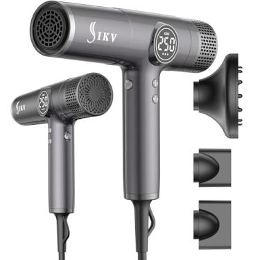 Imagem de IKV Secador De Cabelo Profissional, Secador De Cabelo Iônico Negativo, Secador De Cabelo Sem Escova De Alta Velocidade Para Secagem Rápida, Secador De Cabelo Com Controle Térmico De Baixo Ruído Com