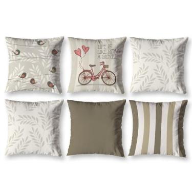 Imagem de Kit 6 almofadas Cheias 40cm x 40cm Decorativas Estampadas Digital Colo