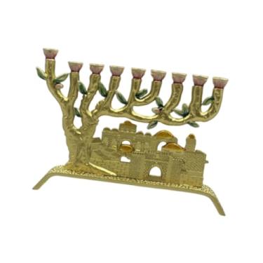 Imagem de IEUDNS Suporte de vela de 9 ramos, suporte de vela, menorá para velas cônicas, candelabro de metal, castiçal para oração de casamento, festival