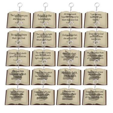 Imagem de Conjunto de 20 chaves em formato de livro versículo bíblico cartão 5 x 5 cm escritura inspiradora fé Jesus cristã religiosa etiquetas para scrapbooks, garrafas, selos, presente etiqueta, decoração