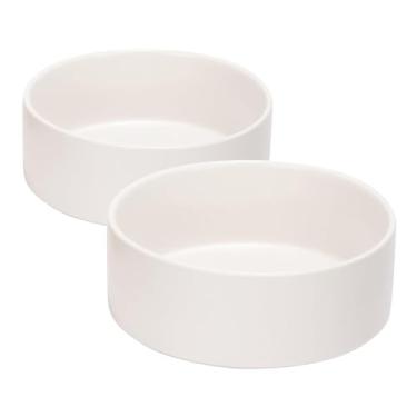 Imagem de SPUNKYJUNKY Tigela de cerâmica para cães e gatos de 1,700 g, tigela de água moderna e pesada para comida branca (embalagem com 2)