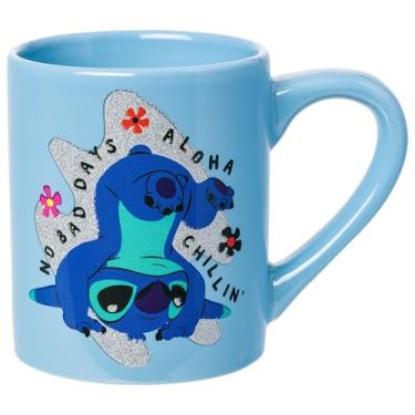 Imagem de Silver Buffalo Disney Lilo and Stitch No Bad Days Aloha Chillin Caneca de cerâmica com glitter, 400 ml