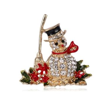 Imagem de LPYO Broche de Natal para mulheres, strass, cristal, árvore de Natal, guirlanda, boneco de neve, rena, trenó, Papai Noel, luva para bota, bengala doce, joias decorativas, broche, acessórios de