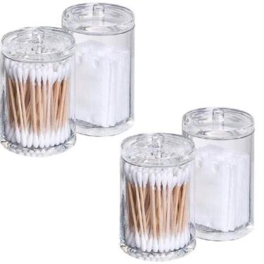 Imagem de 2 Organizador em Acrílico Porta Cotonetes e Algodão C/ Tampa - Equipe 