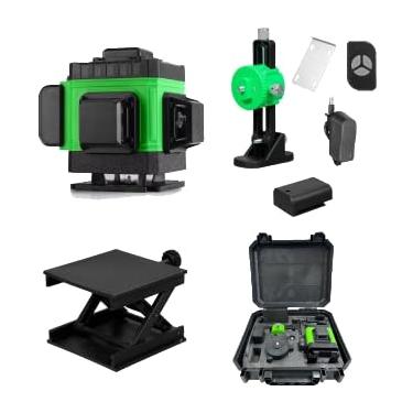 Imagem de Nível Automático Infravermelho a Laser 3D de 12 Linhas com Controle Remoto, Alcance de 30m, Maleta, Tripé e Fixador de Parede – Precisão e Versatilidade para Construção.