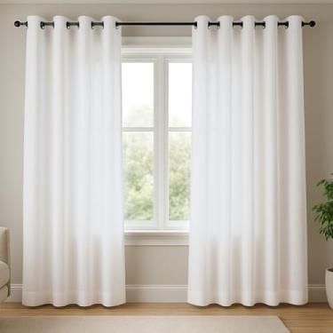 Imagem de Cortina Rústica 2,00m x 1,80m Lisa com Ilhós para Sala Quarto Escritório (Branco)