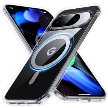 Imagem de FNDMIL Capa magnética número 1 para Google Pixel 2025 10/Pro 10 com MagSafe [antiamarelamento][ajuste fino][teste de queda de grau militar] amortecedor de silicone macio transparente para Pixel 10/Pro