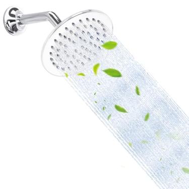 Imagem de Drettyer Chuveiro de chuva redondo de 15 cm com braço de aço inoxidável, bocais antientupimento, economia de água de alta pressão, fácil instalação para banheiro/banheira (redondo, cromado)