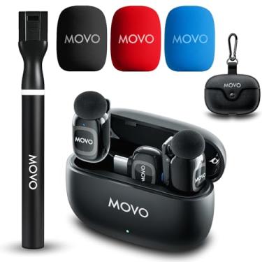 Imagem de Movo Microfone NanoMic Dual USB-C sem fio para iPhone 15/16 e superior, Android, iPad Pro e laptops – Microfone Lavalier para USB-C, Vlogging e TikTok com alça de microfone sem fio WMX-HM2