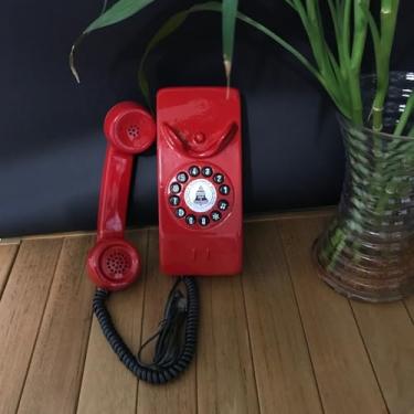 Imagem de Telefone Retrô Digital Interfone, Design Vintage, Cores Disponíveis, Modelo Parede (Vermelho)