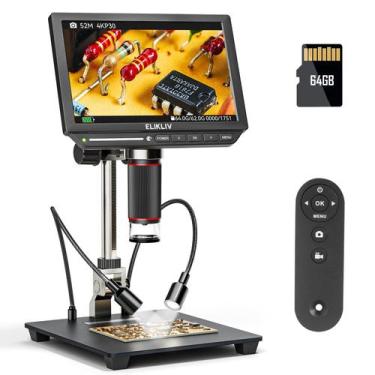 Imagem de Microscópio digital Elikliv EM4K 8 Coin 2000 x 52 MP HDMI 4K