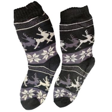 Imagem de kit 12 Meias Térmica Masculina de Lã Quentinha Inverno Forrada Pelinho
