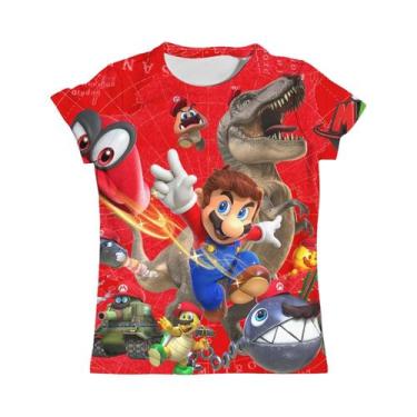 Imagem de Camiseta Infantil De Manga Curta Com Desenho Animado Super Mario Drago