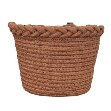 Imagem de Dynwave Cesta de bicicleta infantil, triciclo, acessório de transporte, cesta de guidão removível com alças ajustáveis ​​para meninos e meninas, piqueniques e, Marrom Escuro