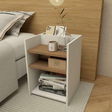 Imagem de Mesinha Cabeceira Retrô 1 Gaveta Criado Lateral Livros Sala - Deltre