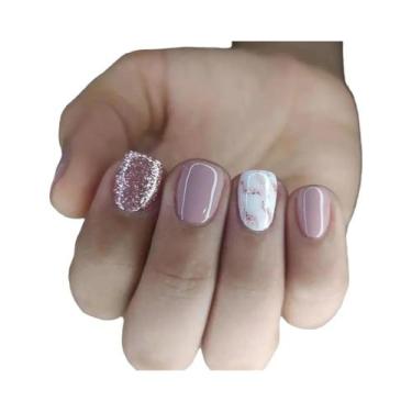 Imagem de Unhas Postiças Curtas Quadradas Lavanda 24pcs Cobertura Total Removíve