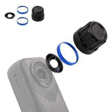 Imagem de Jakoly Kit de substituição de lente para Insta360 X5, Portbale [1 peça] Capa de vidro óptico com ferramenta de remoção + 2 bases azuis, fácil instalação, kit de câmera de lente para acessórios Insta