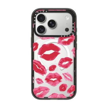 Imagem de CASETiFY Capa Impact para iPhone 17 Pro [fina/compatível com Magsafe/2,5 m. Proteção contra quedas de grau militar 4X] - Batom Kisses - Preto transparente