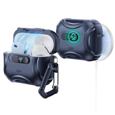 Imagem de ESR Capa para AirPods Pro 3 (2025), compatível com Airpods Pro 3ª geração (cabo USB-C), MagSafe sem esforço, trava à prova de quedas, abertura fácil, série Cyber, azul
