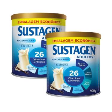 Imagem de Kit 2 Complemento Alimentar Sustagen Adultos+ Sabor Baunilha Lata 900g